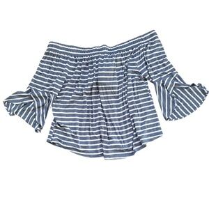 Lane Bryant blouse Striped Off-Shoulder Women's Top 18 20 NEW nautical classic